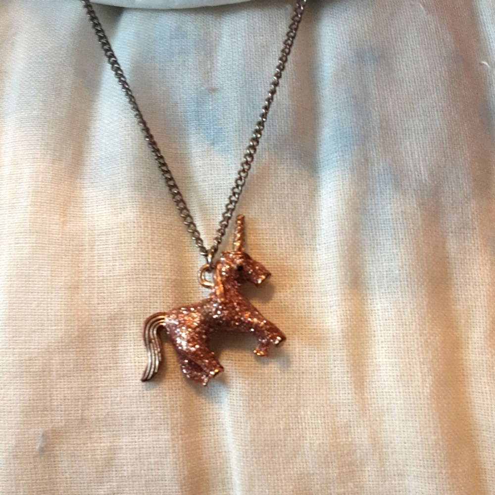 Pink sparkly Unicorn necklace 🦄